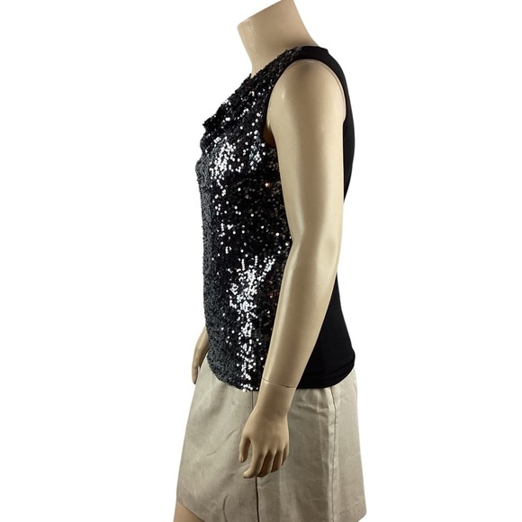 Calvin Klein Black Sequin Sleeveless Cowl Neck Top Size XL - Picture 4 of 7
